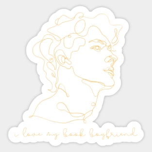 Monoline Beautiful Man Face I Love My Book Boyfriend Sticker